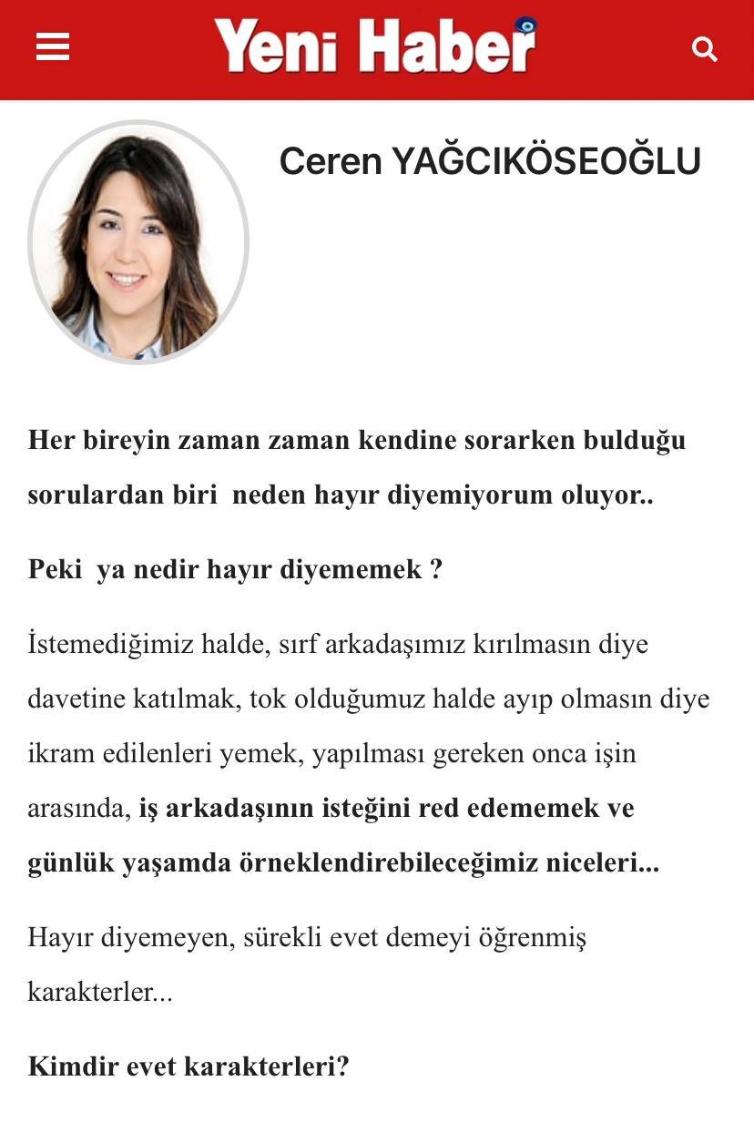 HAYIR DEMEYİ BİLMİYORUM